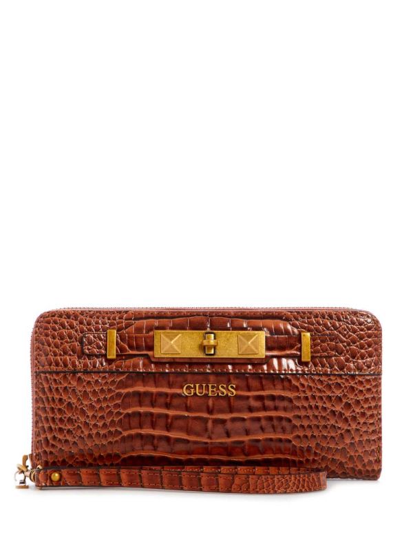 Brown Women's Guess Raffie Zip-Around Crossbody Bags Australia Sale | 340VAYWFD