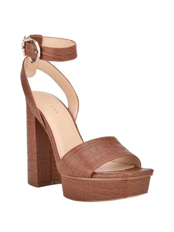 Brown Women's Guess Rippa Croc Platform Platform Sandals Australia Sale | 075YPCVUD