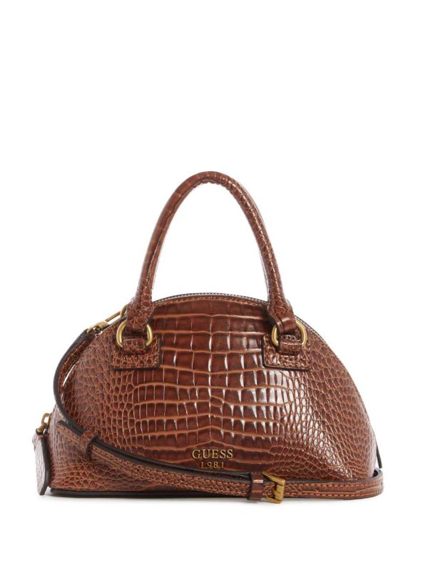 Brown Women's Guess Shilah Small Dome Crossbody Bags Australia Sale | 671GYAPVR