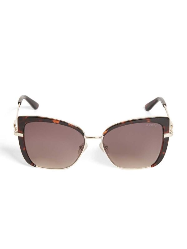 Brown Women's Guess Tinted Cat-Eye Sunglasses Australia Sale | 174WOGPMY