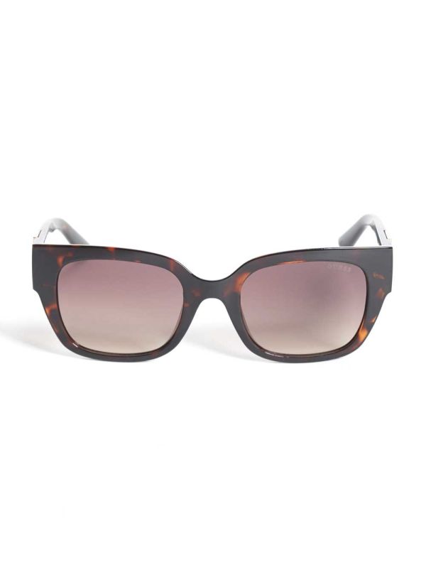 Brown Women's Guess Tortoise Square Sunglasses Australia Sale | 128KWUMOS