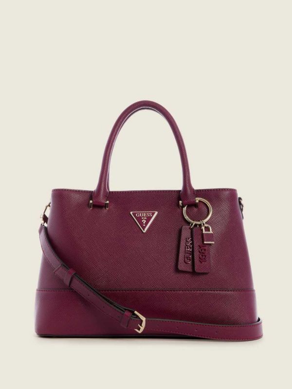 Burgundy Women's Guess Cordelia Luxury Satchel Bags Australia Sale | 629TBUJQH