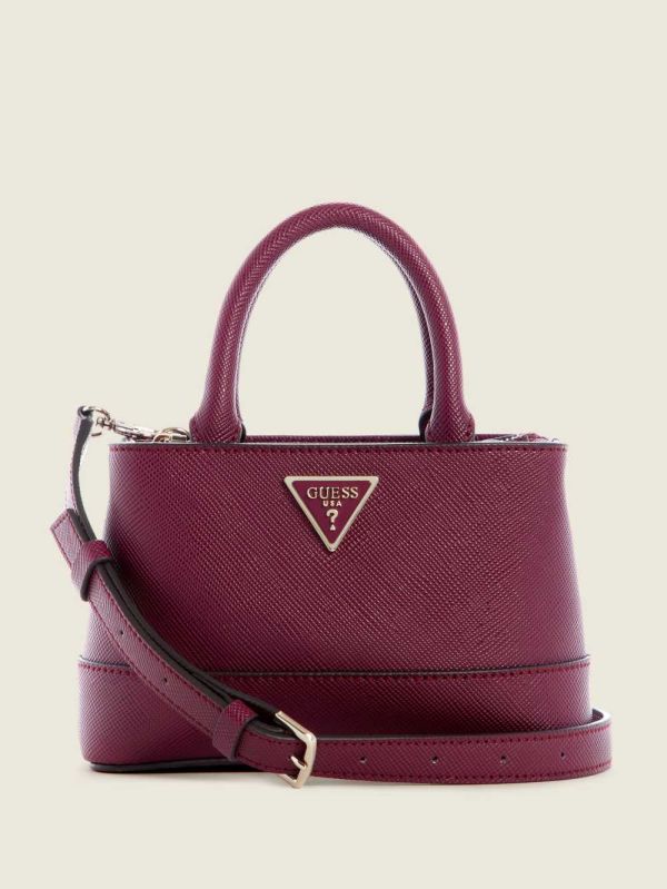 Burgundy Women's Guess Cordelia Mini Satchel Bags Australia Sale | 583DIBXAY