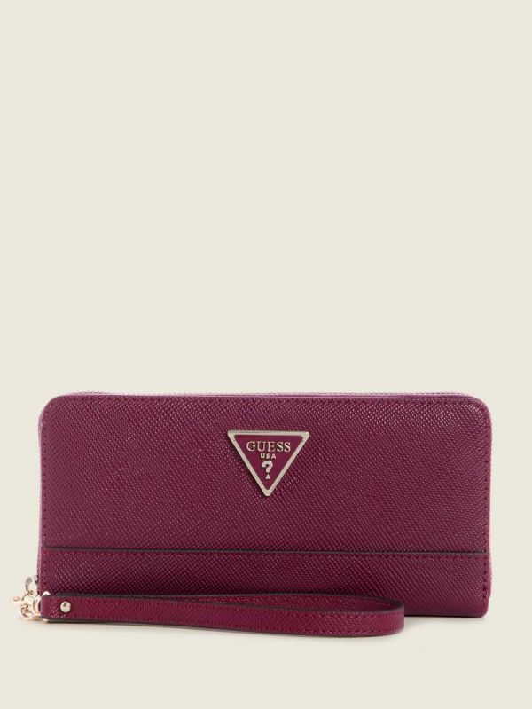 Burgundy Women's Guess Cordelia Zip-Around Wallets Australia Sale | 957YSHJWO