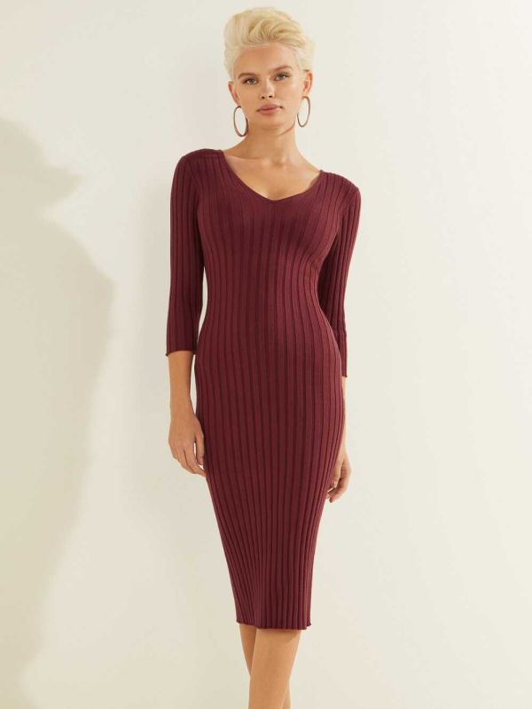 Burgundy Women's Guess Gisele Dresses Australia Sale | 360ZGXLQM