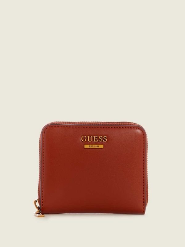 Burgundy Women's Guess Hensely Small Zip-Around Wallets Australia Sale | 837DEYRGJ