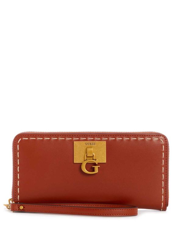 Burgundy Women's Guess Stephi Large Zip-Around Wallets Australia Sale | 054ZICLOD