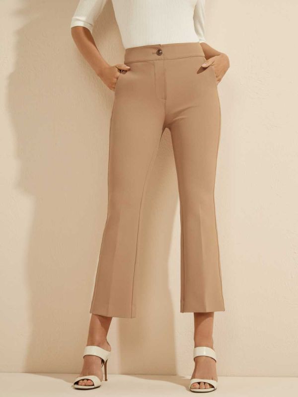 Coffee Women's Guess Evelyn Cropped Pants Australia Sale | 834KMBSVU