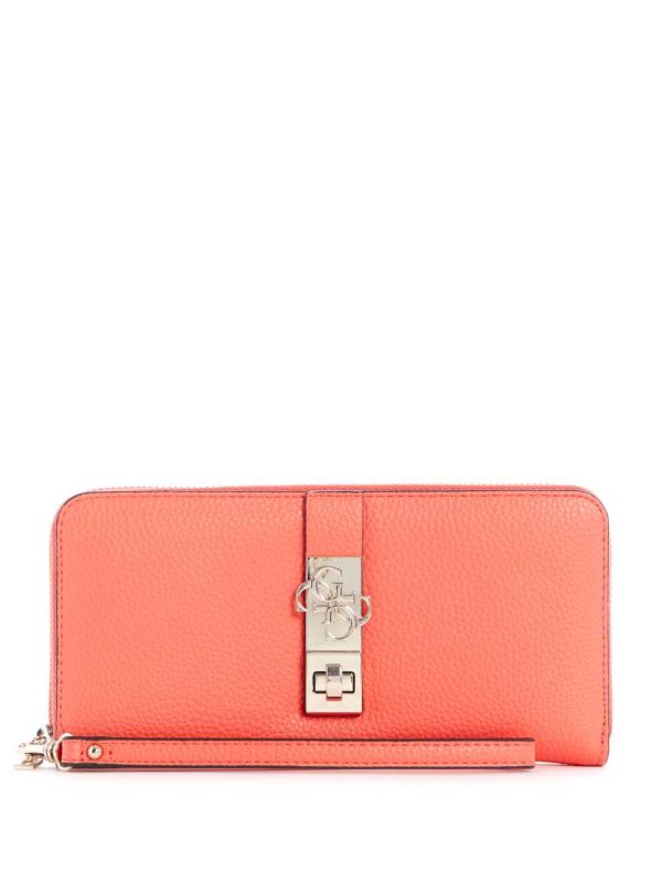 Coral Women's Guess Albury Large Zip-Around Wallets Australia Sale | 581RUYOTL