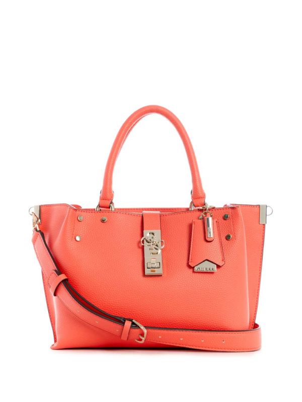 Coral Women's Guess Albury Small Girlfriend Satchel Bags Australia Sale | 451MYHLTP