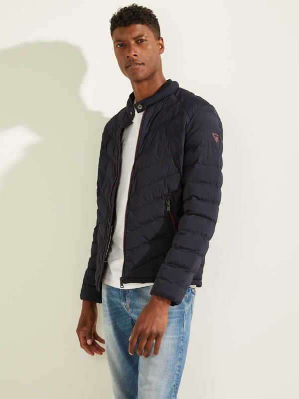 Dark Blue Men's Guess Slim Fit Puffer Jackets Australia Sale | 926UMNYFE