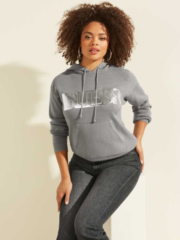 Dark Grey Women's Guess Gemma Hoodie Australia Sale | 019MJNZKE