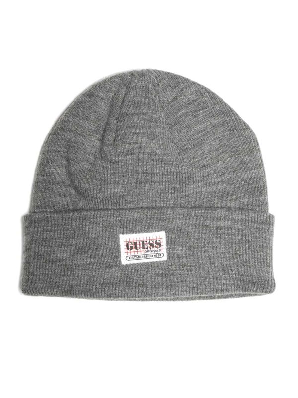 Dark Grey Women's Guess Originals Logo Beanie Australia Sale | 097UOHEAM