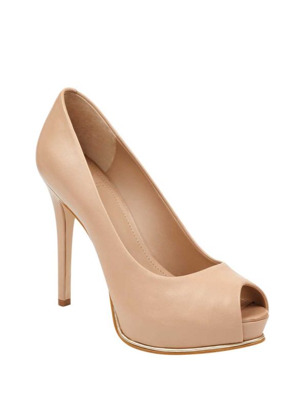 Deep Beige Women's Guess Honora Peep-Toe Platform Pumps Pumps Australia Sale | 254CZTLEK