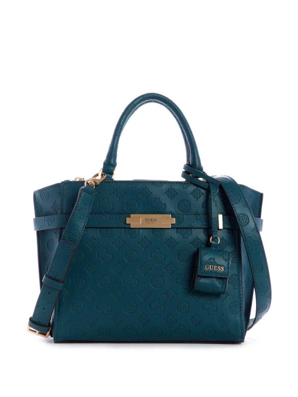 Deep Green Women's Guess Bea Society Satchel Bags Australia Sale | 405IQVJEA