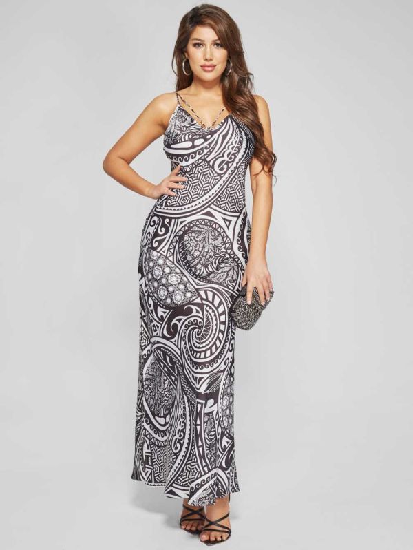 Flower Grey Women's Guess Nouveau Maxi Slip Dresses Australia Sale | 172JRUDYQ