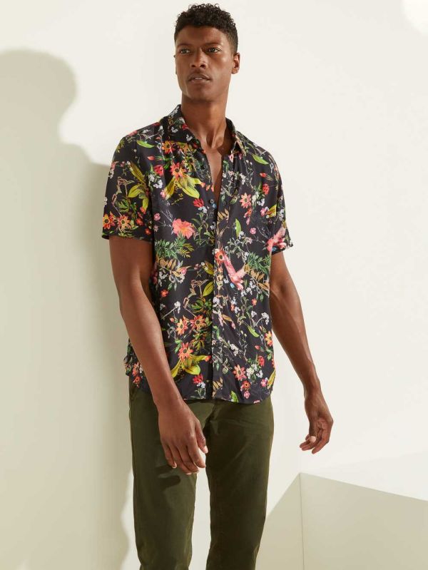 Flower Men's Guess Eco Flower Market Shirts Australia Sale | 179CIZNUA