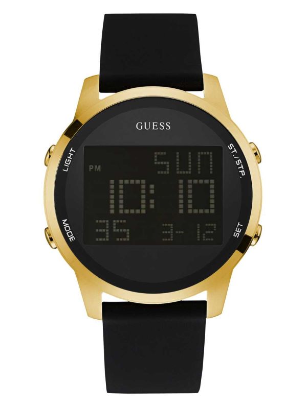 Gold Black Men's Guess Black and Gold-Tone Digital Chronograph Watches Australia Sale | 523UEOQMW