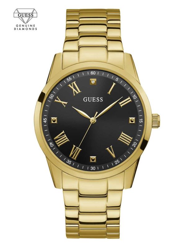 Gold Men's Guess Gold-Tone Analog Diamond Watches Australia Sale | 671HSJRXW