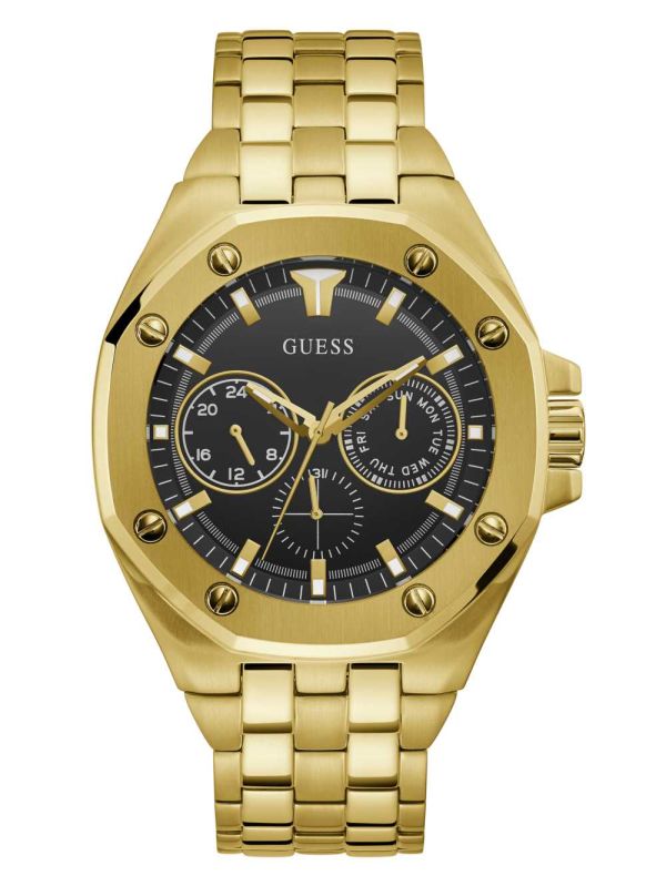 Gold Men's Guess Gold-Tone And Black Multifunction Watches Australia Sale | 164NBTAME