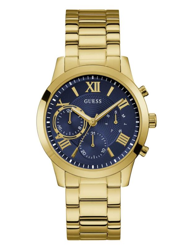 Gold Men's Guess Navy and Gold-Tone Chronograph Watches Australia Sale | 028OFBPJN