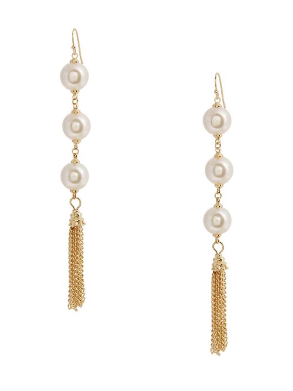 Gold Women's Guess 14KT Pearl Tassel Earrings Australia Sale | 641IHBSYX