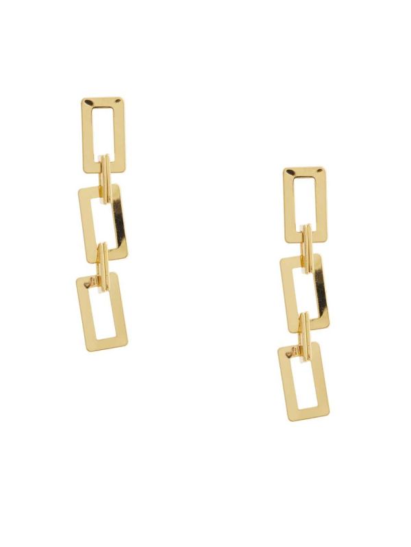 Gold Women's Guess 14KT Rectangle Chain-Link Earrings Australia Sale | 814UPMHVX