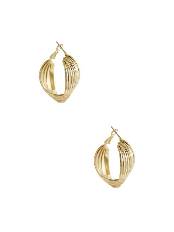 Gold Women's Guess 14KT Twirl Hoop Earrings Australia Sale | 798QCKRSX