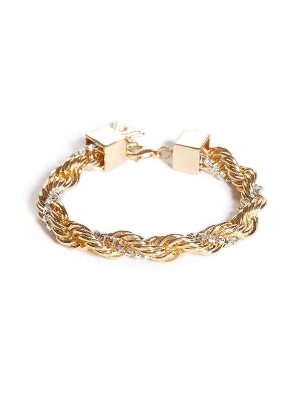 Gold Women's Guess Gold-Tone Braided Bracelet Australia Sale | 261QMBVLG