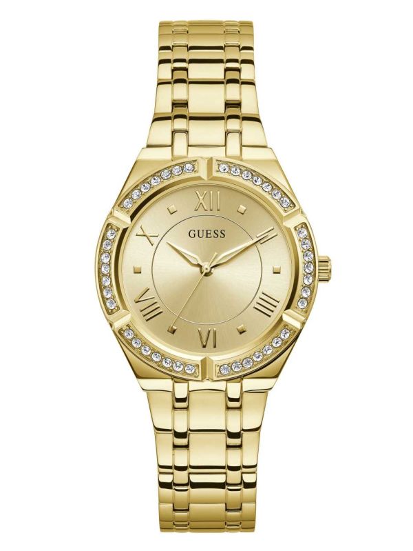 Gold Women's Guess Gold-Tone Champagne Analog Watches Australia Sale | 520FSIWBN