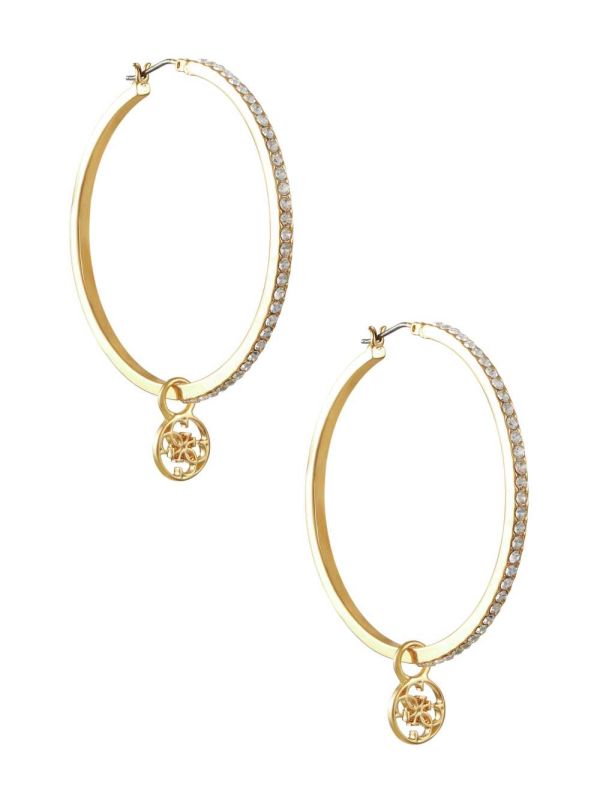 Gold Women's Guess Gold-Tone Quattro G Hoop Earrings Australia Sale | 507FPLQIU