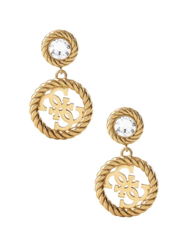 Gold Women's Guess Gold-Tone Quattro G Logo Drop Earrings Australia Sale | 372GJCIYA