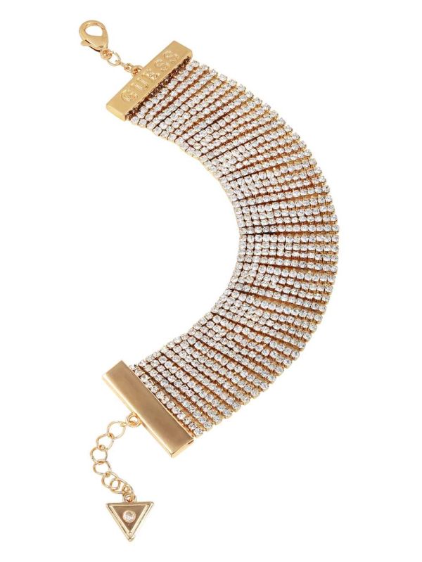 Gold Women's Guess Gold-Tone Rhinestone Bracelet Australia Sale | 694ZOJKPR