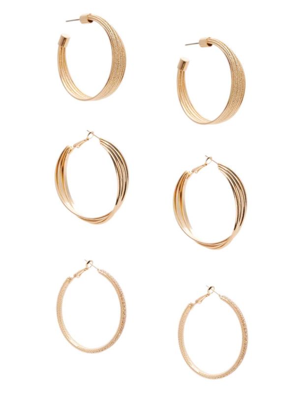 Gold Women's Guess Gold-Tone Textured Hoop Set Earrings Australia Sale | 924PXHSGT