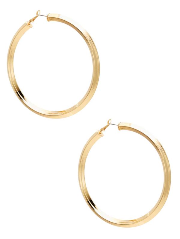 Gold Women's Guess Large Tubular Hoop Earrings Australia Sale | 567DMEKVG