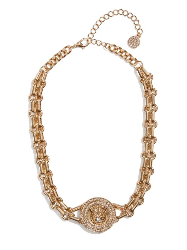 Gold Women's Guess Lion Chainlink Necklace Australia Sale | 927HDCLAO