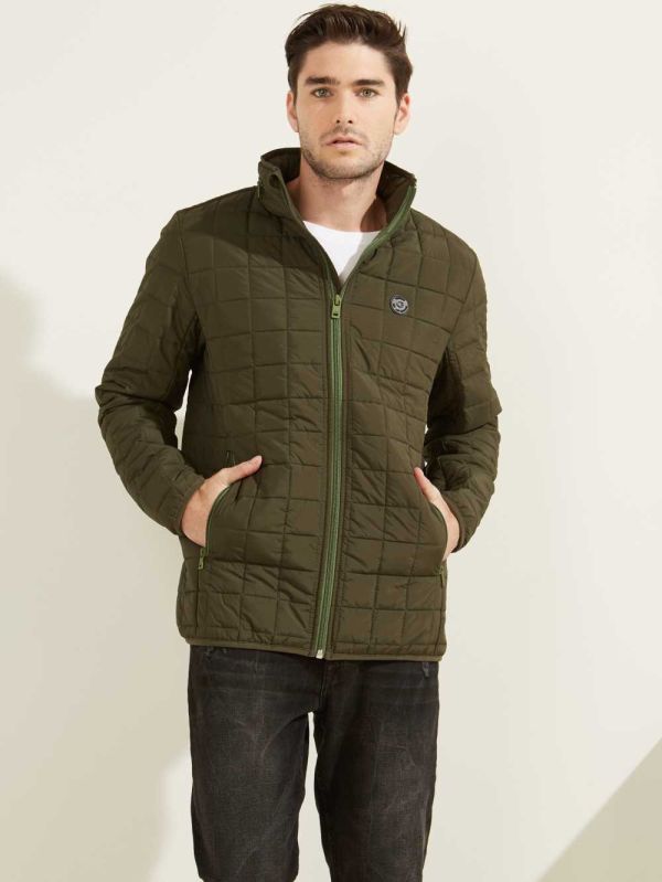 Green Men's Guess Active Nylon Puffer Jackets Australia Sale | 328VRZEYS