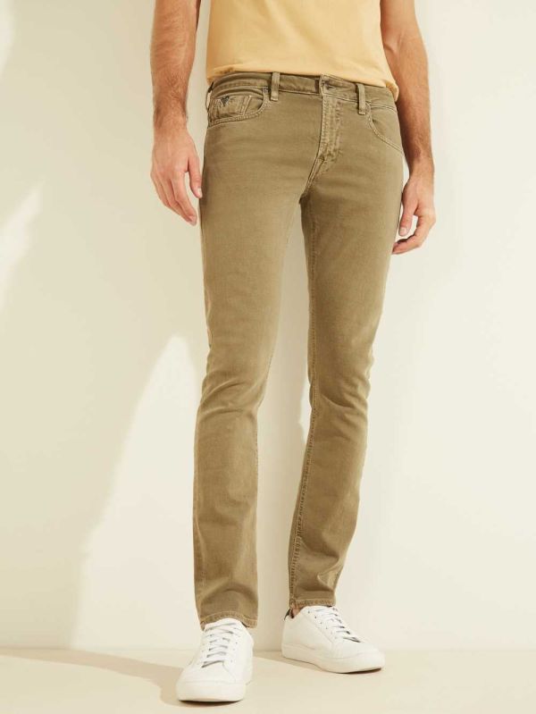 Green Men's Guess Dyed Skinny Jeans Australia Sale | 918DLVZOI