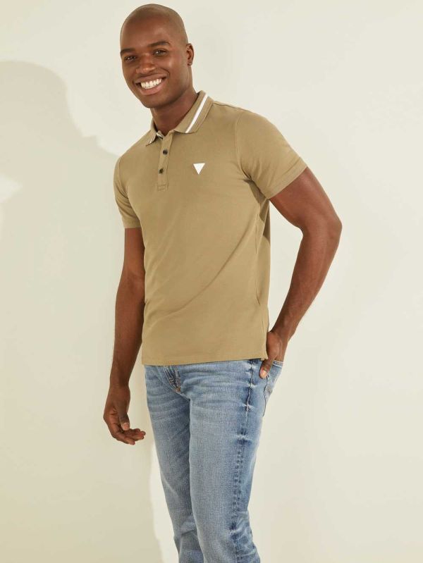 Green Men's Guess Eco Lyle Polo Shirts Australia Sale | 819HMRQDT