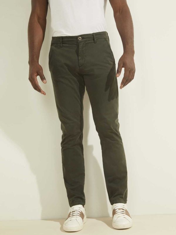 Green Men's Guess Myron Twill Skinny Pants Australia Sale | 125OVJXRW