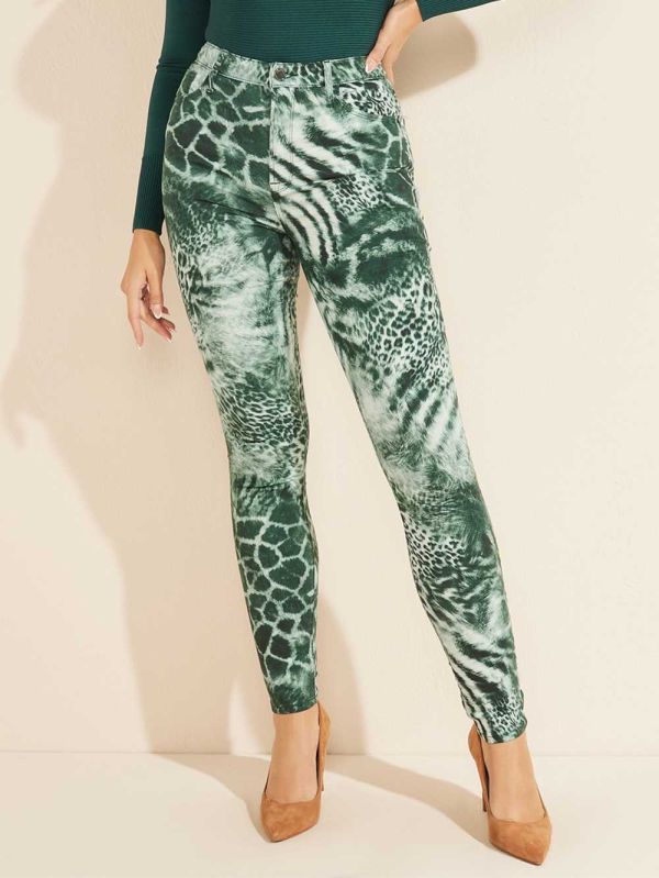 Green Women's Guess Behind the Shadow Stiletto 97 Pants Australia Sale | 527CMREXQ