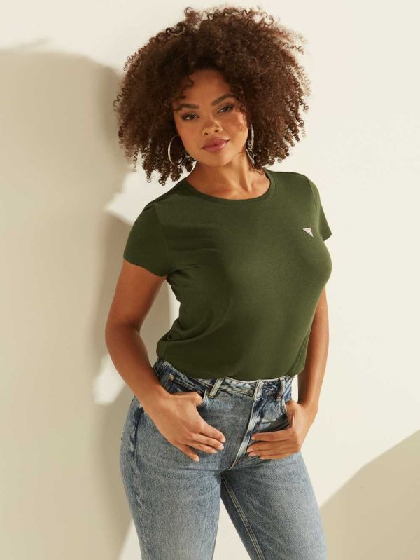 Green Women's Guess Eco Logo Baby T-shirt Australia Sale | 658IPRGHK