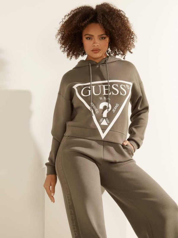 Green Women's Guess Eco Logo Hooded Sweatshirt Australia Sale | 274NCHXST