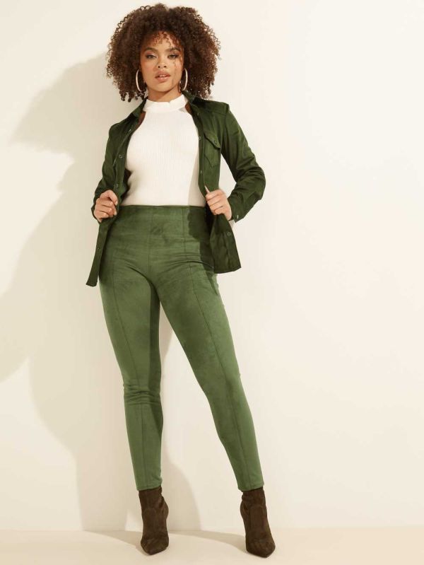 Green Women's Guess Maya Faux-Suede Leggings Australia Sale | 310YJUAIK