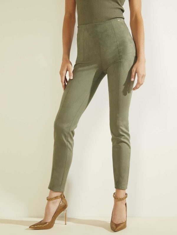 Green Women's Guess Maya Faux-Suede Leggings Australia Sale | 791PUXIBN