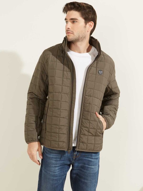 Grey Men's Guess Active Nylon Puffer Jackets Australia Sale | 310OPMLSK