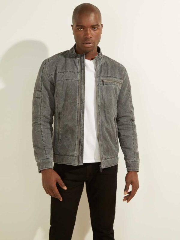 Grey Men's Guess Moto Jackets Australia Sale | 524YMGJNS