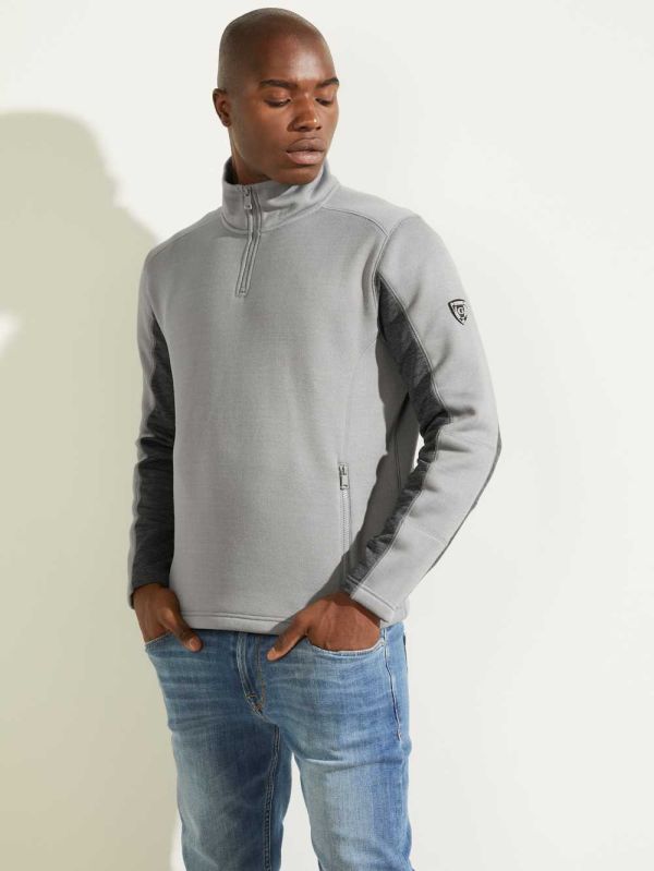 Grey Men's Guess Runyon Fleece Half-Zip Pullover Australia Sale | 306QOFECS