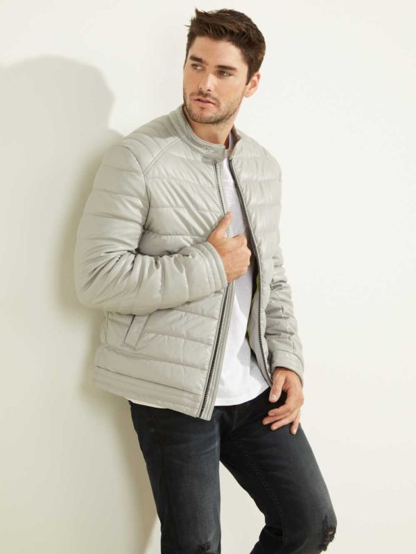 Grey Men's Guess Stretch Puffer Jackets Australia Sale | 796GDXASL