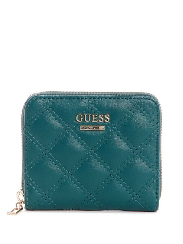 Grey Wash Women's Guess Cessily Quilted Small Zip-Around Wallets Australia Sale | 209XMJNBQ